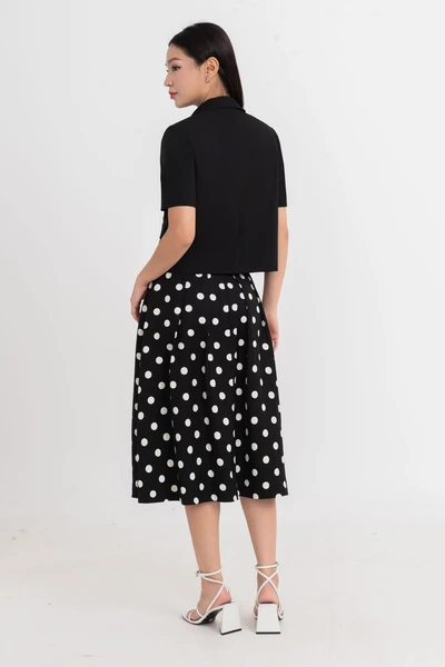 Chân váy midi chấm bi Retro
