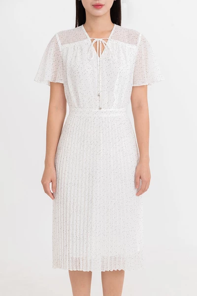 Đầm chấm bi Clara Pleated