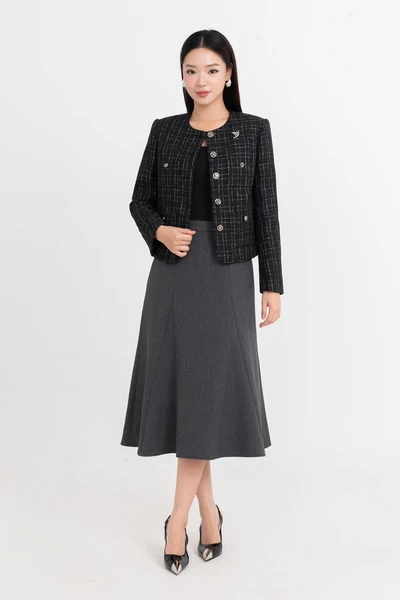 Áo khoác Tweed Cổ Tròn Classy
