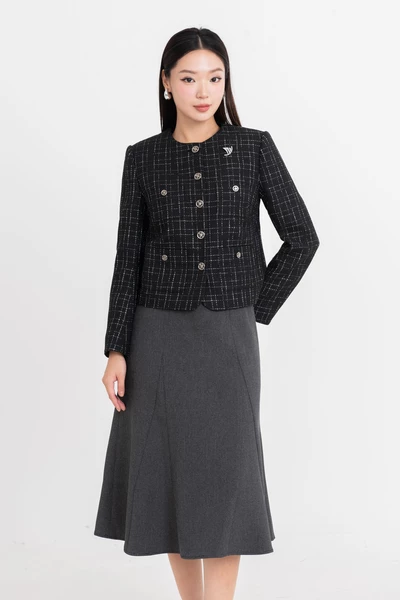 Áo khoác Tweed Cổ Tròn Classy