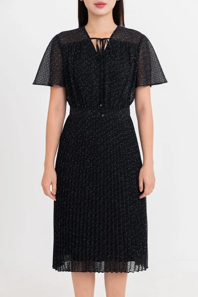 Đầm chấm bi Clara Pleated