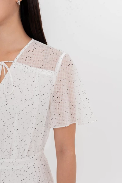 Đầm chấm bi Clara Pleated