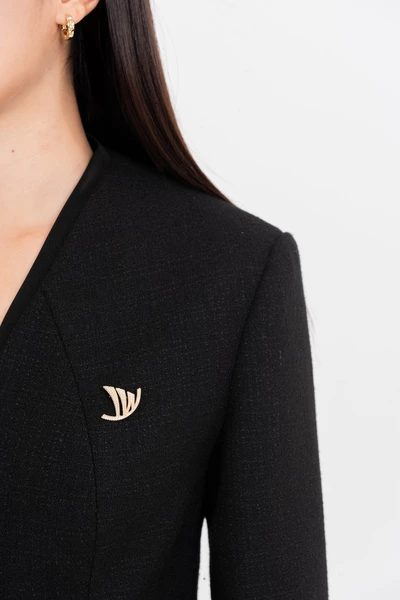 Áo vest cổ V Tweed Retro