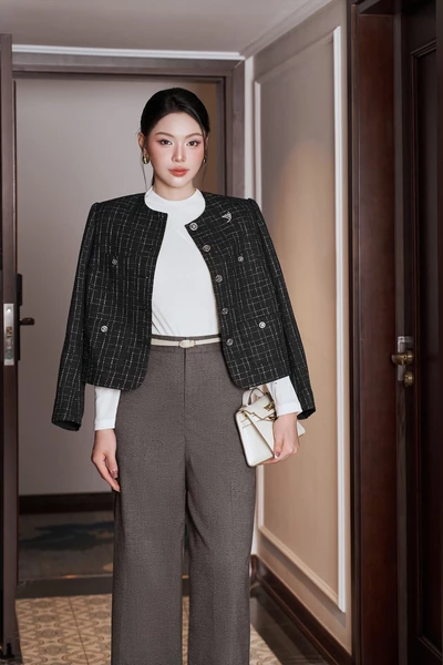 Áo khoác Tweed Cổ Tròn Classy