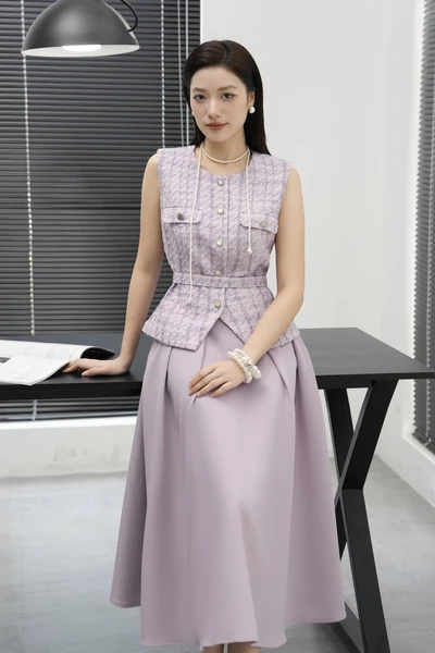 Áo Tweed Lilac Elegance