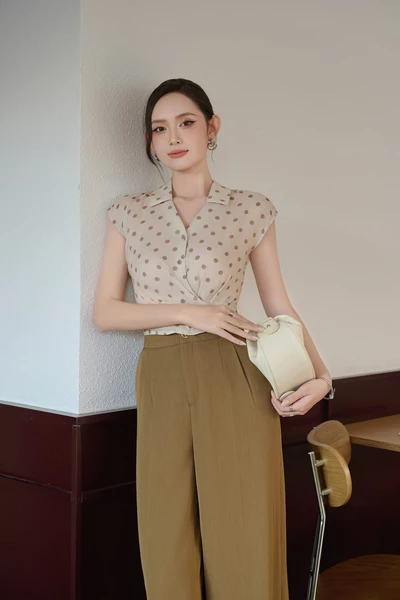Áo sơ mi Polka Drape