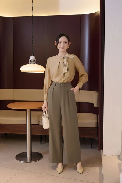 Áo sơ mi phối nơ cách điệu