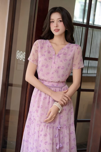 Áo voan hoa nhí Violet