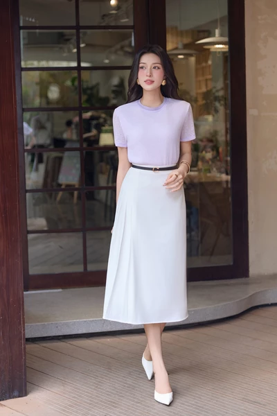 Chân váy trắng Grace Midi