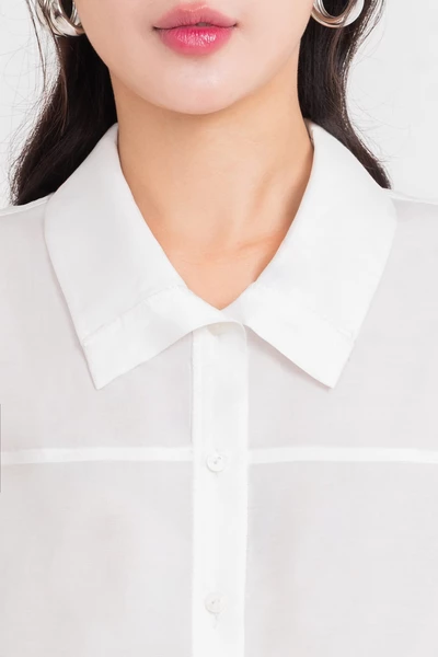 Áo sơ mi lụa tay liền