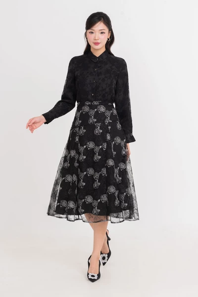 Áo sơ mi ren Jacquard Floral