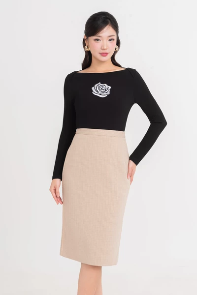 Chân váy bút chì Tweed