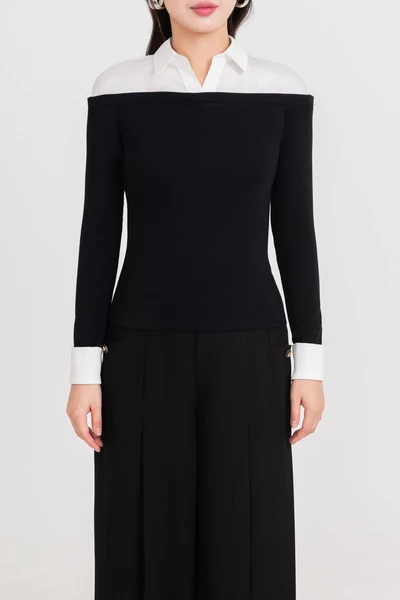 Áo thun phối sơ mi