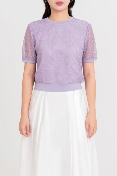 Áo hoa Ren Tím Pastel