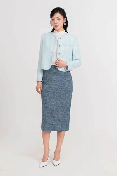 Chân váy Tweed Blue Elegant