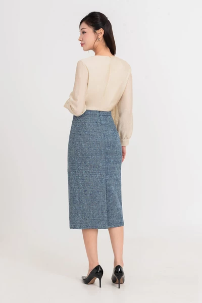Chân váy Tweed Blue Elegant