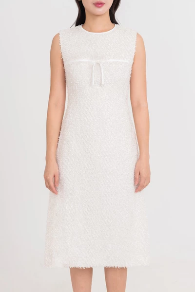 Đầm Tweed lông thỏ chữ A