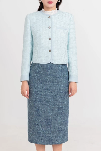 Áo khoác Tweed Pastel Blue