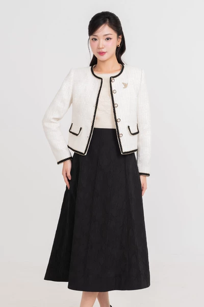 Chân váy xòe Jacquard vân hoa