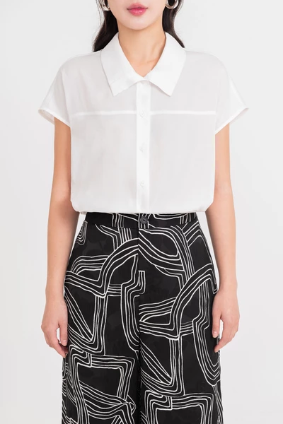 Áo sơ mi lụa tay liền