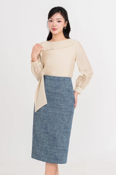 Chân váy Tweed Blue Elegant