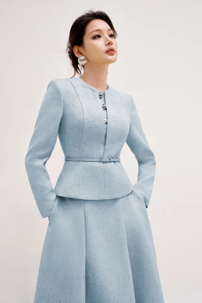 Áo vest Blue Tweed Flared