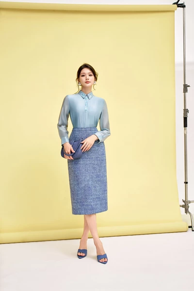 Chân váy Tweed Blue Elegant