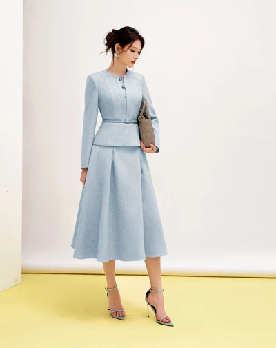 Chân váy Blue Tweed Flared