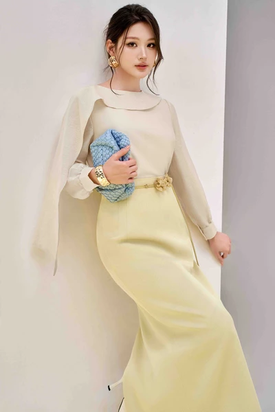 Áo sơ mi lụa Layered Bow