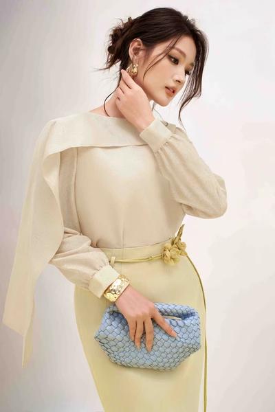 Áo sơ mi lụa Layered Bow