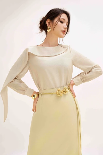 Áo sơ mi lụa Layered Bow