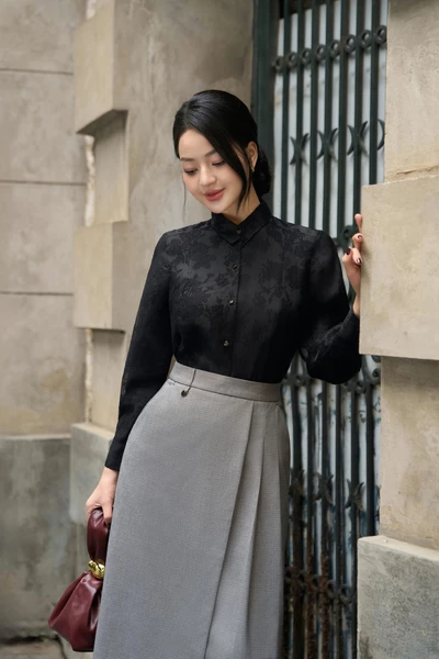 Áo sơ mi ren Jacquard Floral