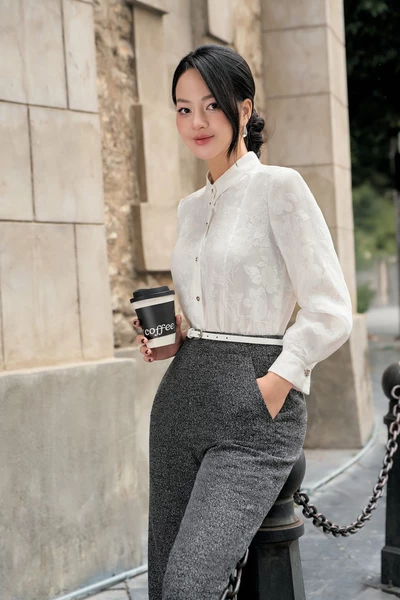 Áo sơ mi ren Jacquard Floral