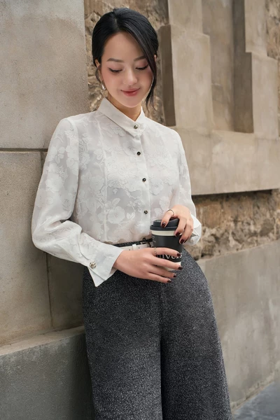 Áo sơ mi ren Jacquard Floral