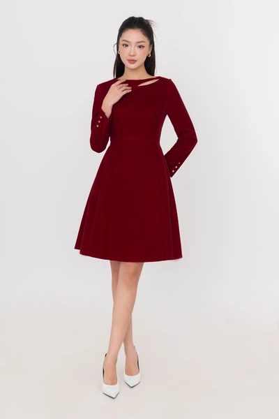 Đầm nhung đỏ Maroon