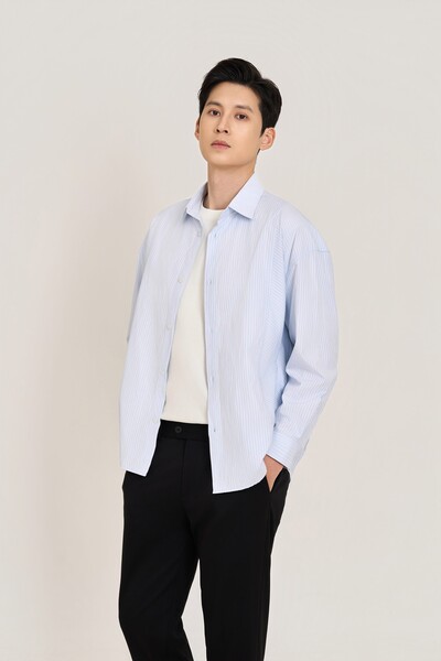 Áo sơ mi Relaxed kẻ tay dài MS 17D4431
