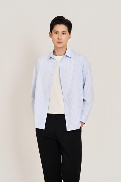 Áo sơ mi Relaxed kẻ tay dài MS 17D4431