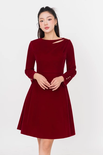 Đầm nhung đỏ Maroon