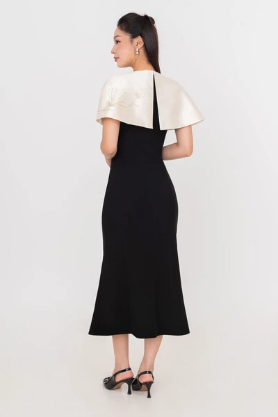 Blanche Cape Dress - Đầm dạ hội phối Cape thêu hoa