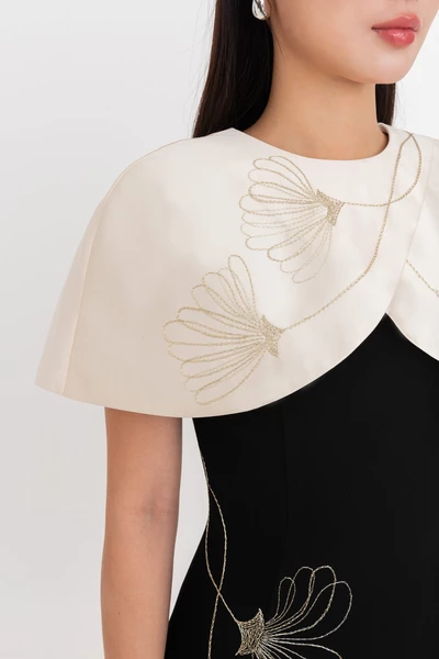 Blanche Cape Dress - Đầm dạ hội phối Cape thêu hoa