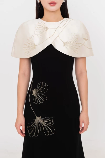 Blanche Cape Dress - Đầm dạ hội phối Cape thêu hoa