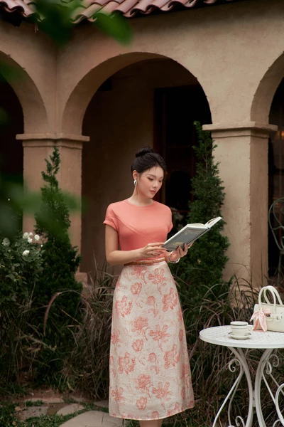 Chân váy Floral Coral