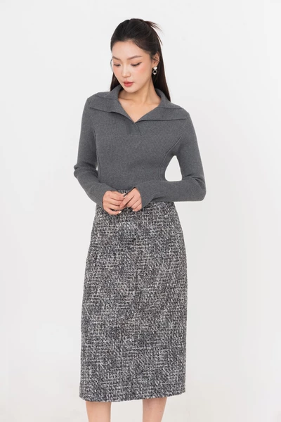 Áo len gân cổ Polo