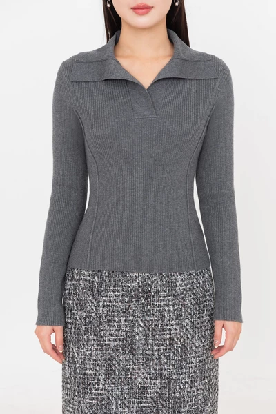 Áo len gân cổ Polo