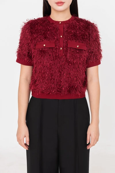 Áo len Ruby dệt sợi tua