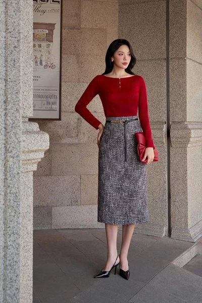 Áo len dệt kim vân hoa