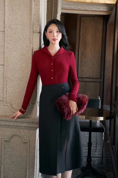 Chân váy Tweed Wrap