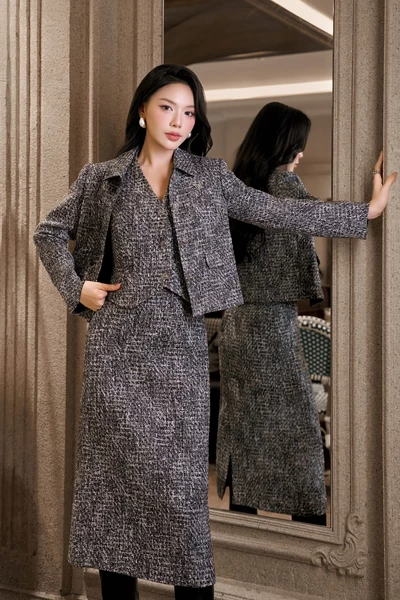 Áo Gile Tweed Elegent