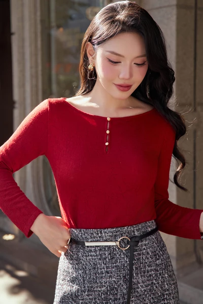 Áo len dệt kim vân hoa