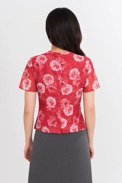 Áo sơ mi lụa Rose Charm